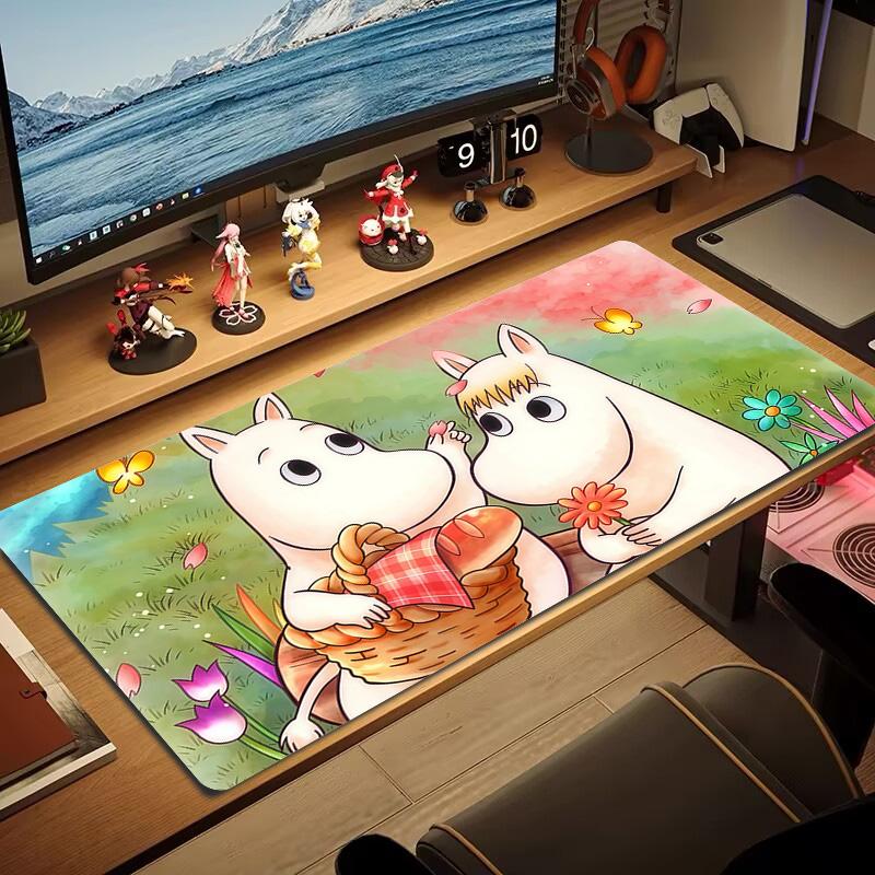 Moomin2 Print Cushion Non-slip Laptop Tablet Big Mousepad XXL Mat Mini PC Playmat With Lock edge