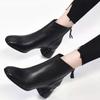 Ankle Boots Leather Winter Women Shoes Square Toe High Heels Designer Shoes 2025 Trend Classic Chunky Pumps Chelsea Botas Mujer