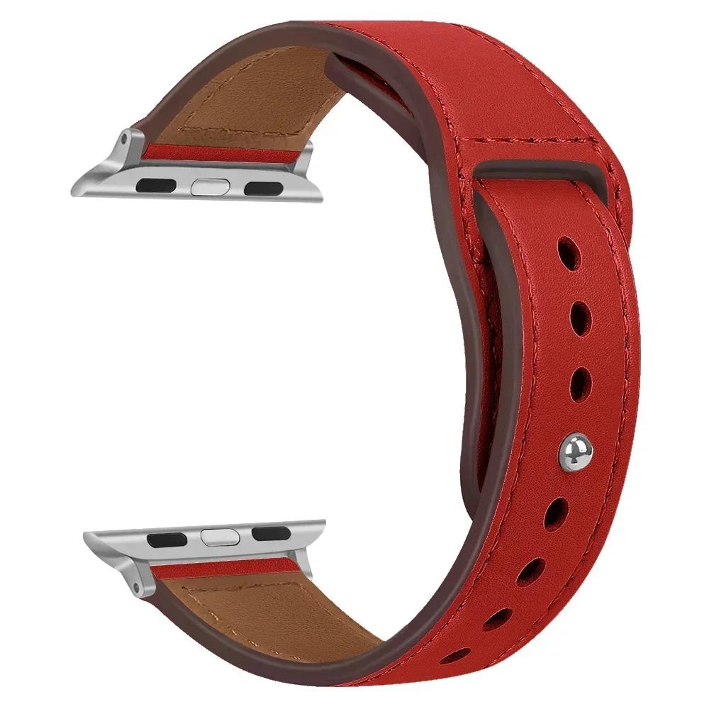 Кожаный ремешок для Apple, ремешок для часов 44 мм, 45 мм, 41 мм, 40 мм, 49 мм, 42 мм, 38 мм, 45, 44 мм, браслет Correa iWatch series 3, 4, 6 SE, 7, 8, ультра