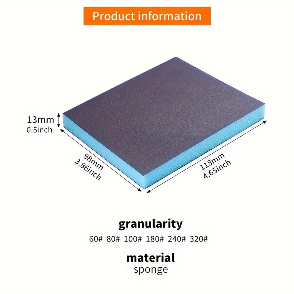 6Pcs Sanding Sponge 60-320 Grit Washable Reusable Wet Dry Sanding Blocks for Metal Wood Polishing Abrasive Tool