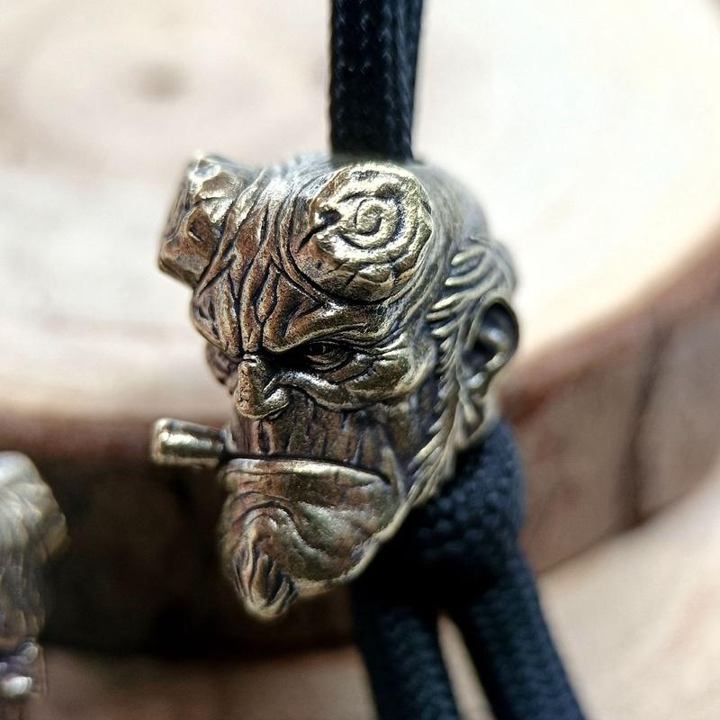 Smoking Demon Skull Head Brass Knife Beads EDC DIY Paracord Woven Bracelets Lanyard Key Chain Pendants Accessories Outdoor Tool Hangings