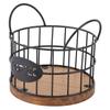 Coffee Pod Basket Round Iron Wire Storage Basket Large Capacity Coffee Capsule Holder with Wooden Ba