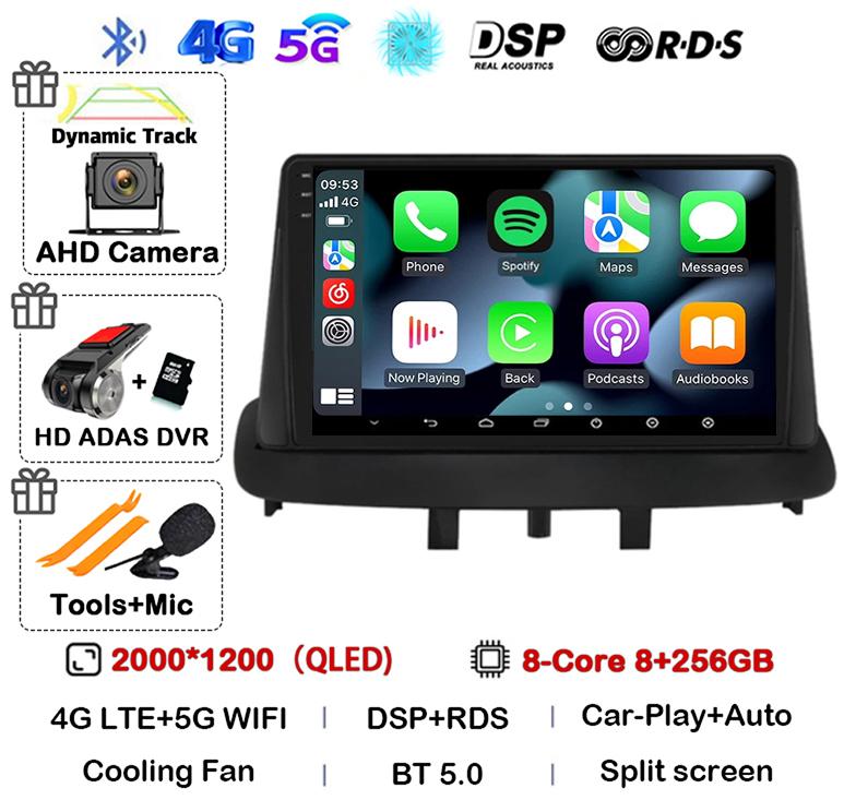 Android 14 Carplay Auto Для Renault Megane 3 Fluence Samsung SM3 2008 2009 2010 2011-2014 Автомагнитола GPS Мультимедийный плеер Стерео