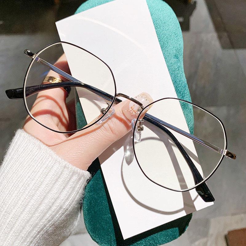Многоугольные серебристые очки для крупных лиц – Женские очки для близорукости и защиты от синего света, готовые для рецепта