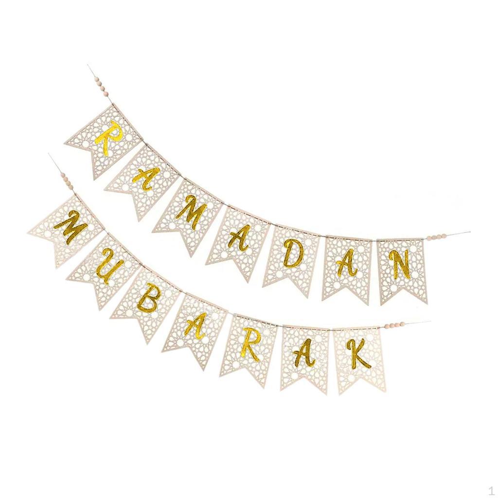 Eid Mubarak Banner Pull Flag for Ramadan Celebration Decor Muslim Party Supplies