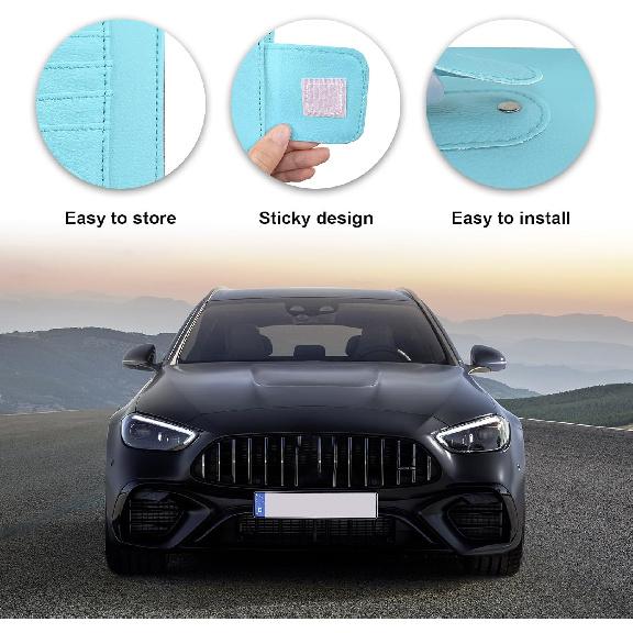 2PCS Small Leather Car Sun Visor Organizer, Multifunctional Auto Visor Document Holder With Sunglasses Clip, Universal Car Interior Organizer For