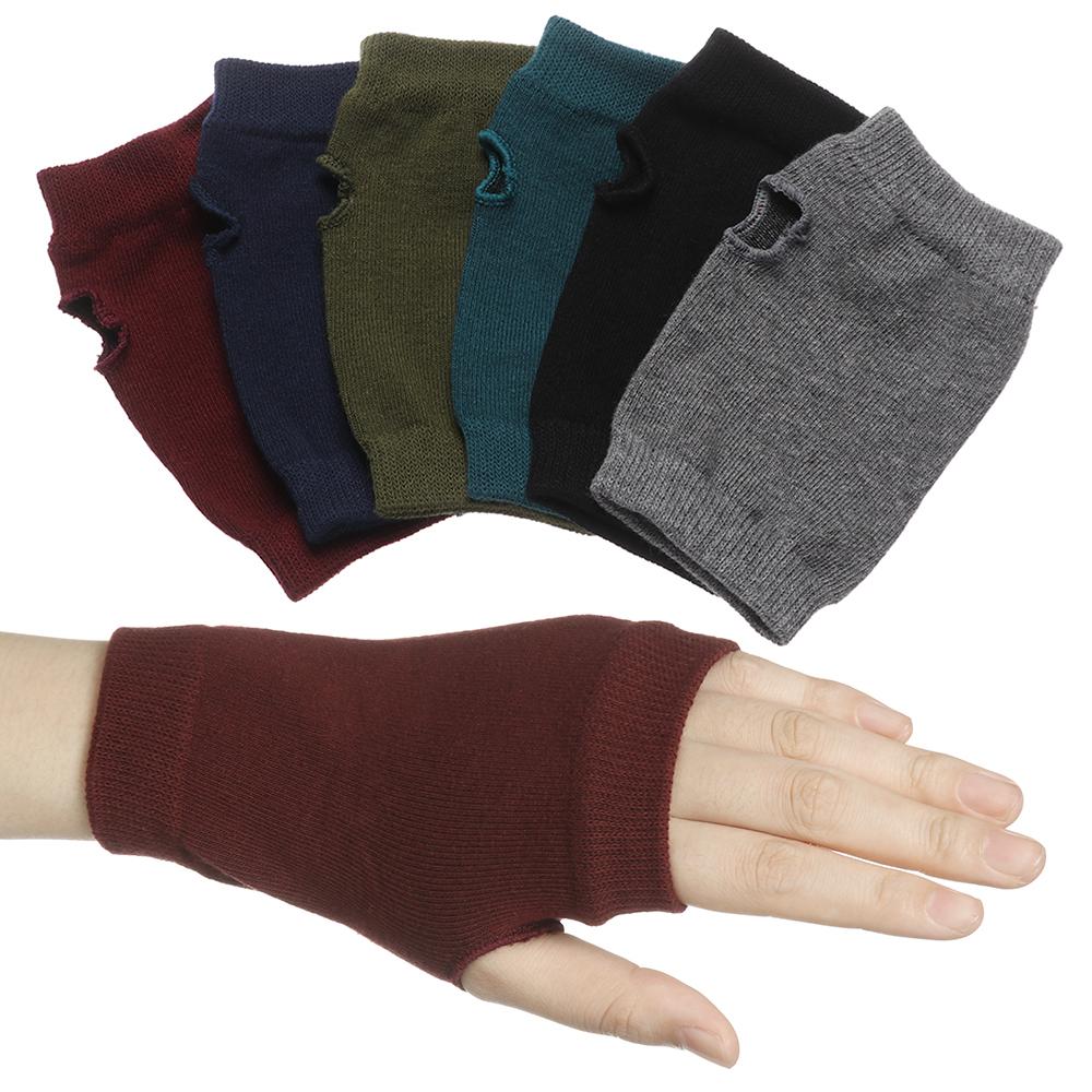 Women Girl Winter Autumn Warm Wool Exposed Finger Knitted Wool Glove Wrist Gloves Half Mitten
