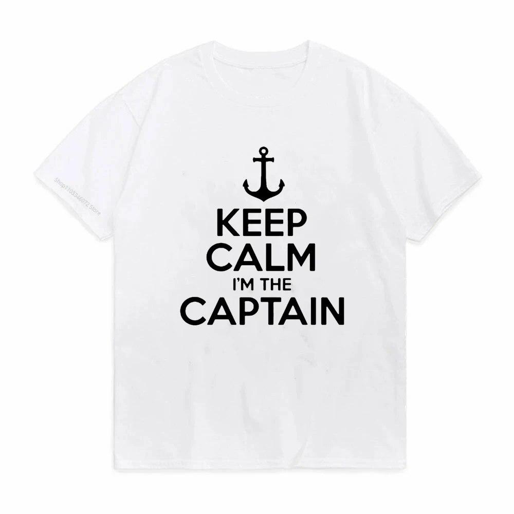 Футболки «Сохраняйте спокойствие, я капитан», футболки из 100% хлопка, повседневные летние свободные футболки с рисунком, одежда с круглым вырезом, винтажная уличная одежда
