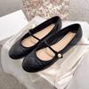 Fashion Imported Smallcow Leatherargyll Pearl Buckle Strap Shallow Sole Flat Women's Shoes Elegant Stylish Trendy Flat Heels Mary Janes