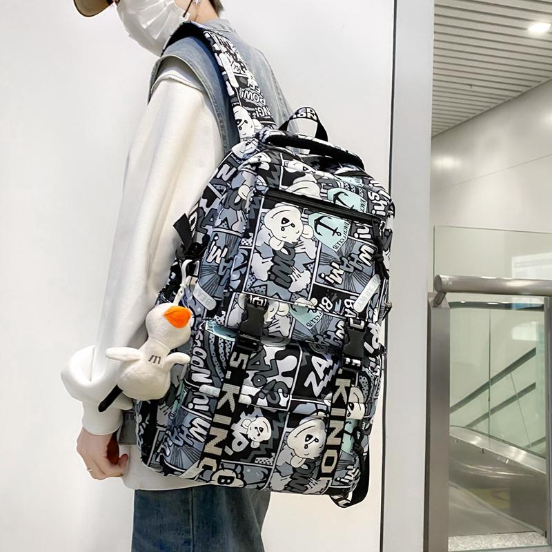 Middle School Student Schoolbag Women Cartoon Print Backpack Men Large Capacity Backpack
