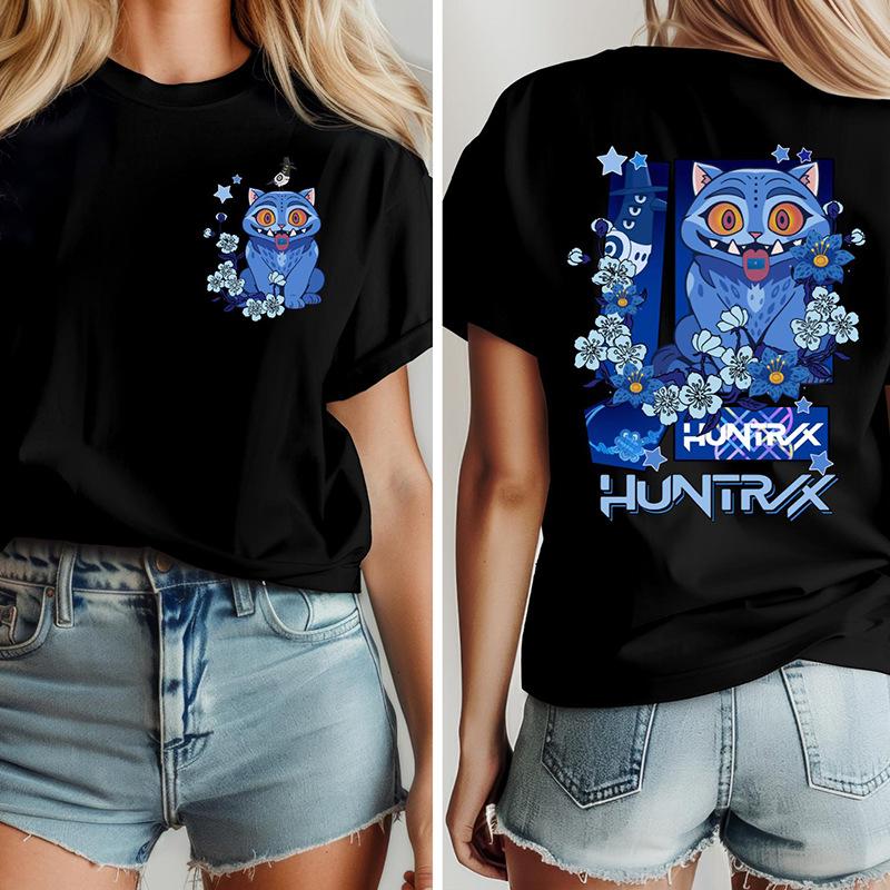 Women's T-shirts KPop Demon Hunters Printed Round Neck Short Sleeved Loose Cotton T-shirt