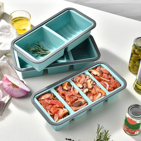Силиконовый контейнер для хранения продуктов с крышкой, многоразовый, для заморозки, ланч-бокс, поднос, контейнер с отделениями для приготовления еды, для кухни