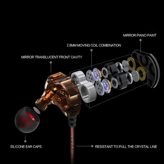 QKZ KD4 Wired In-Ear Bass HiFi Dual Units Earphones Running Sports Headphone