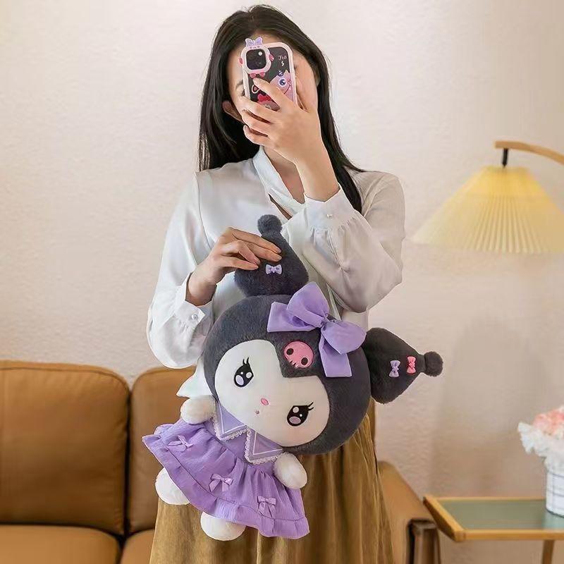Purple Dress Kuromi Plush Toy Stuffed Animal Sleeping Companion Melody Doll for Girls Birthday Gift