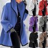 Women's Thick Woolen Cloth Solid Hooded Jacket Windbreaker Cardigan