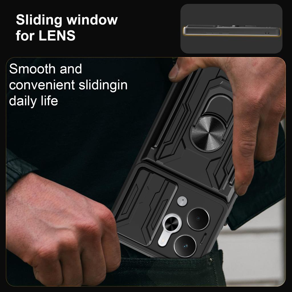 Для Realme 14 5G Чехол ПК+ТПУ Подставка Задняя крышка телефона со слайдером для камеры