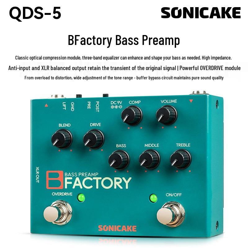 Педаль эффектов для электрогитары Sonicake QDS: Акустический предусилитель, Басовый дилей, Реверберация, Десятиполосный эквалайзер