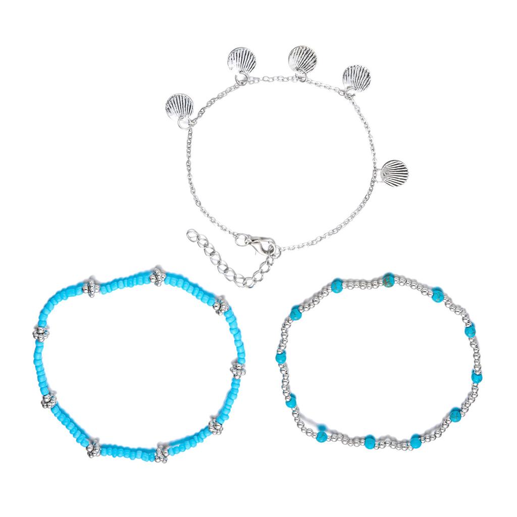 Layering Stackable Anklet For Women With Shell Starfish Beads Summer Beach Jewelry Alloy Faux Pearls Seaside Accessory