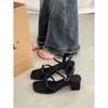 Black Word with Sandals Femininity 2025 New Summer Super Fairy Fashion Versatile Thick High Heel Shoes Summer