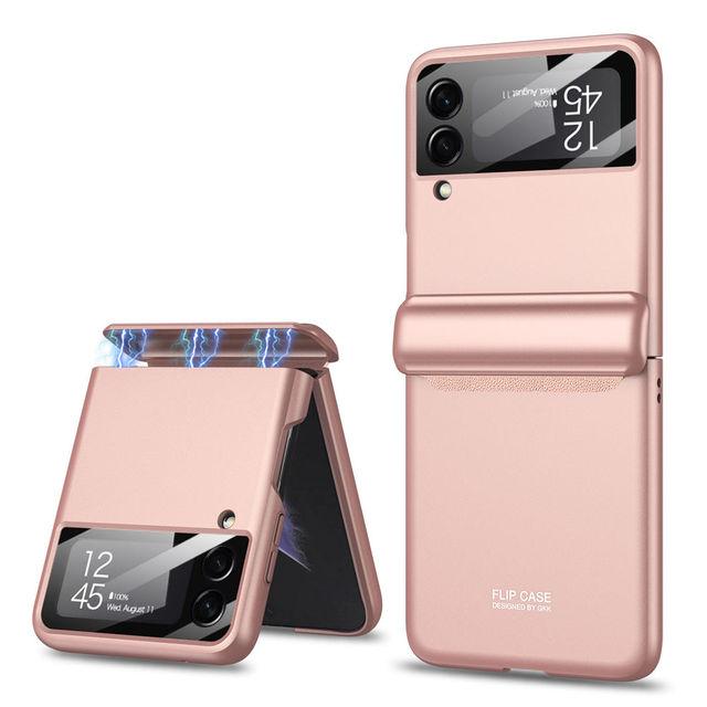 Для Samsung Galaxy Z Flip 4 Магнитный шарнирный чехол с защитной пленкой для экрана All-Inculsive Противоударный матовый чехол