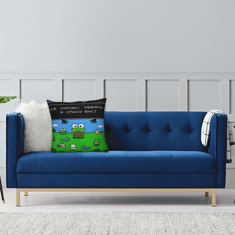 Custom Game Keroppi No Daibouken Cartoon Luxury Pillow Cover Decoration Kawaii Anime Frog Cushions for Sofa
