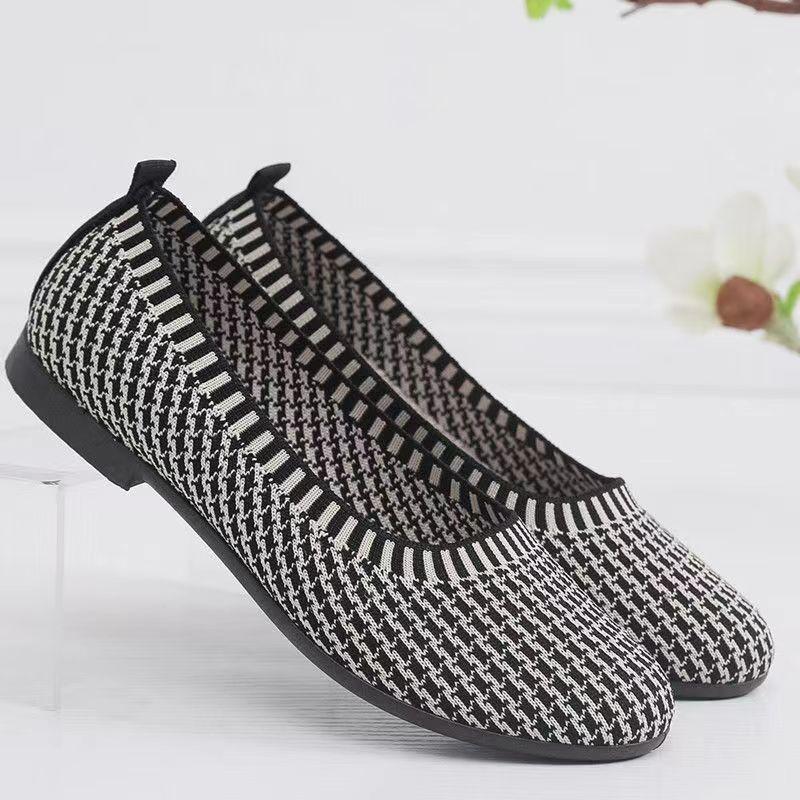 Женские одинарные туфли лето новые летящие тканые с мелким вырезом, на одной педали, повседневные ленивые туфли, плоские женские туфли, обувь для мамы