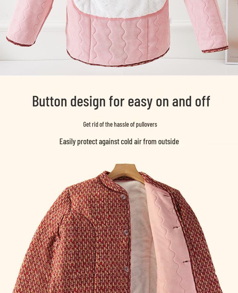 Легкая зимняя хлопковая куртка для бабушки - Теплое, короткое, стеганое пальто для мамы