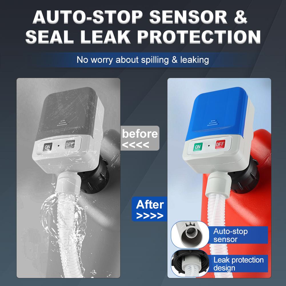 DC 12V Fuel Transfer Pump with Auto-stop Sensor Leak Protection 2.4GPM Transfer Pump with 4 Tank Adapter Oil Water Fuel Transfer
