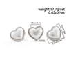 Salircon Simple Romantic Heart Imitation Pearl Open Ring Stud Earrings Women Fashion Jewelry Set Elegant Valentine's Day Gifts