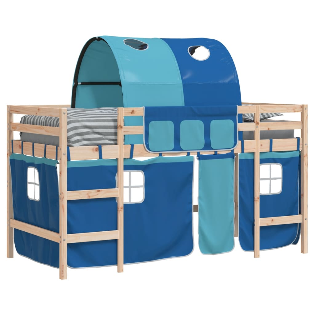 Kids  Loft Bed with Tunnel Blue 80 x 200 cm Solid Pine Wood