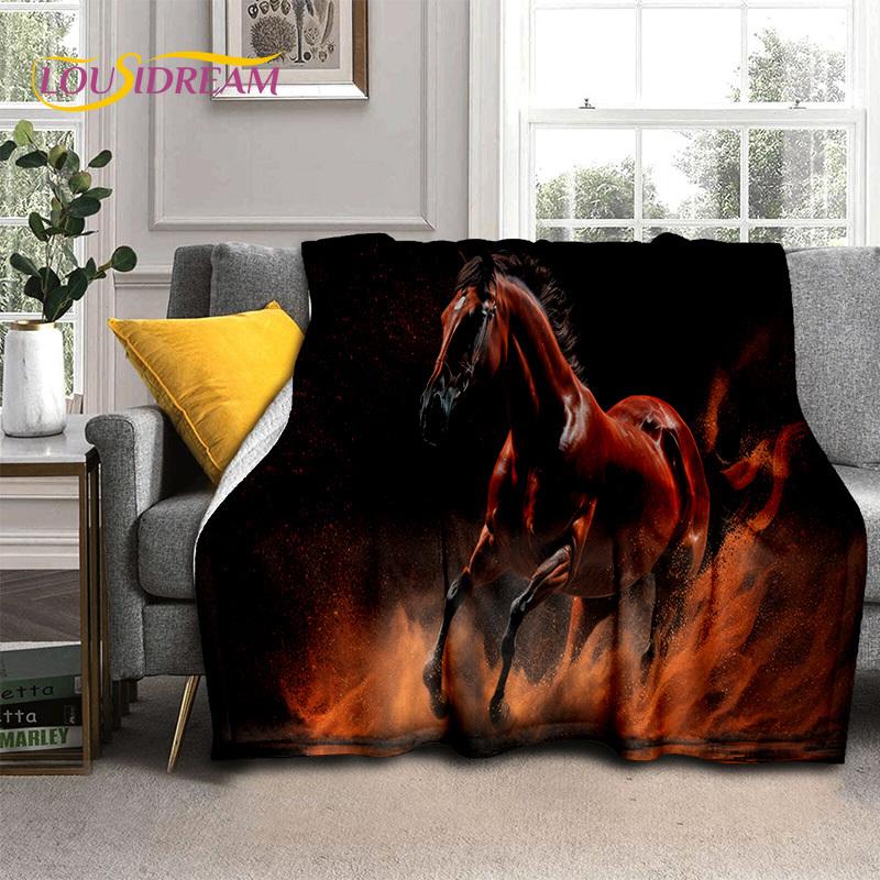 Horse Pentium Gallant Steed 3D Animal Blanket,Soft Throw Blanket for Home Bedroom Bed Sofa Picnic Travel Office Cover Child Gift