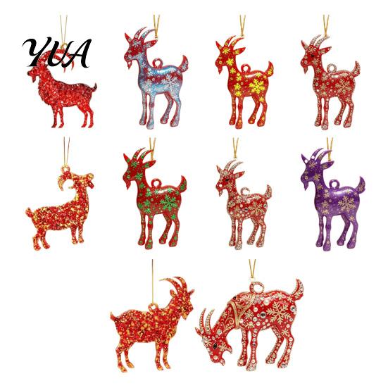 Acrylic Festive Hanging Pendants 2D Goat Christmas Tree Ornament, Zodiac Pendant with Gold String, Year of The Ornament 2027, Chinese New Decor