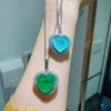 Jewelry Vintage Necklace Imitation Emerald Paraiba Heart 20 * 20 Large Pendant Necklace Female