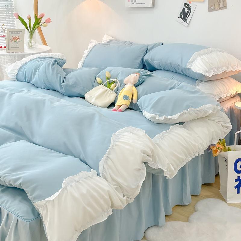 Кружевной постельный подзор из четырех частей, европейская атмосфера, простое одеяло, покрывало, простыня, постельное белье