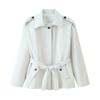 Za Autumn and Winter New Arrivals Women's Clothing Zr European and American Style Belted Lapel Solid Color Loose Pocket Short Trench Coat