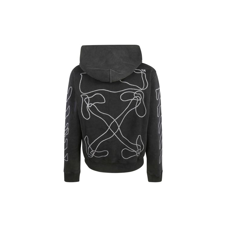 Off-White Абстрактная стрела с эффектом стирки, тонкая мужская толстовка с капюшоном, черная OMBB034F19E300111001