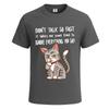 Dont talk so fast funny cats graphic joke mens tshirt party joke tee top