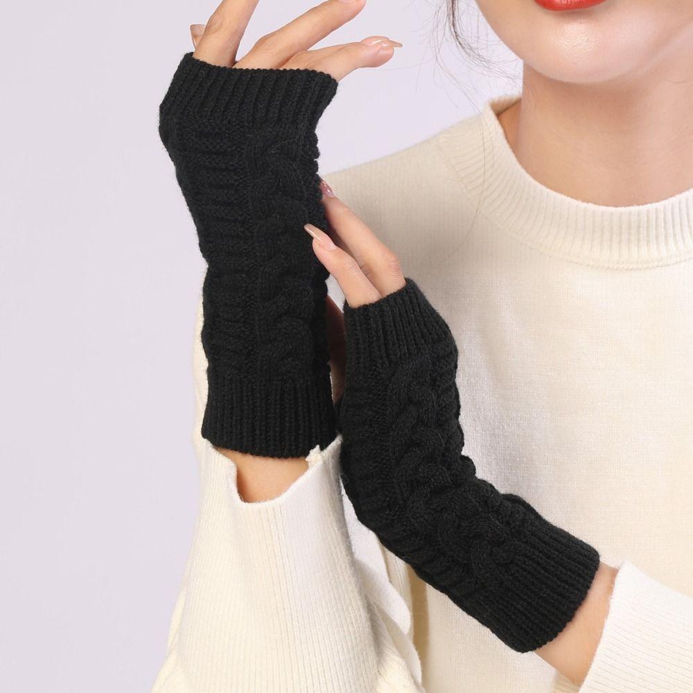 Outdoor Riding Mittens Knitted Gloves Half Finger Gloves Fashion Twists Gloves Men