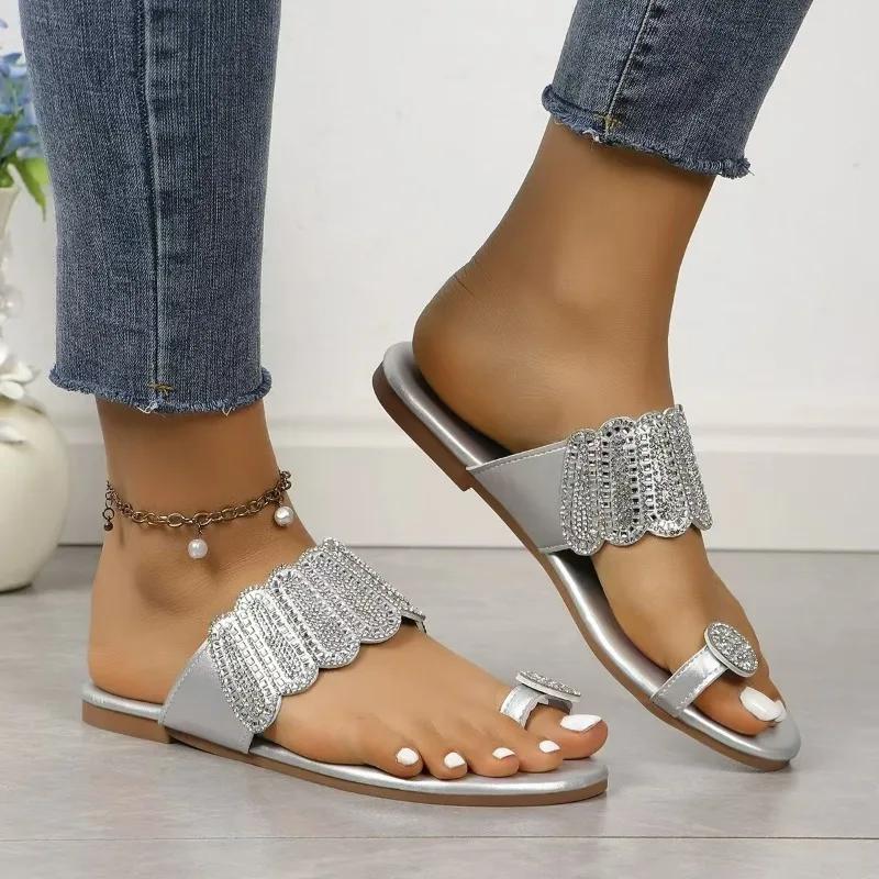 Ladies Shoes 2025 Hot Sale Pinch Toe Women's Slippers Fashion Outdoor Beach New Plus Size Best Seller Soft Bottom Flat Slippers