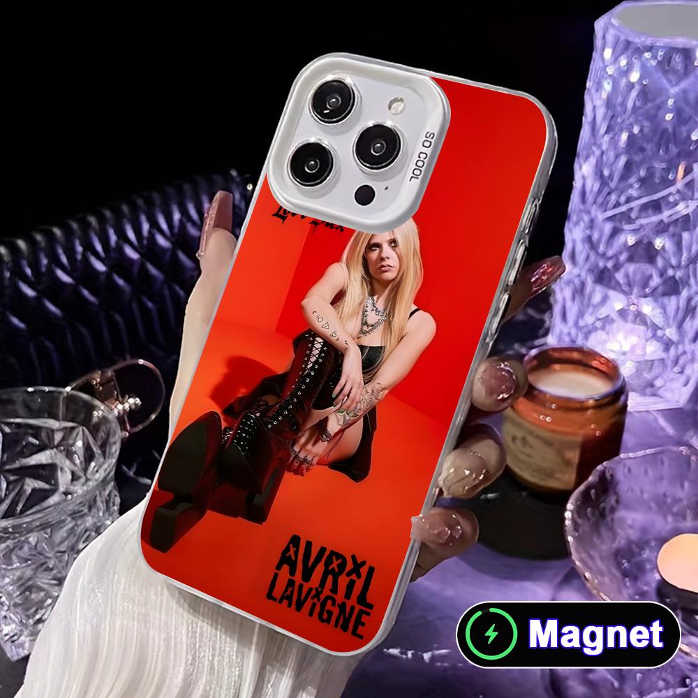 Avril Lavigne White Translucent MagSafe Mobile Phone Case for iPhone 17 16 15 14 13 12 11 X XR XS Air Pro Max Plus Cover