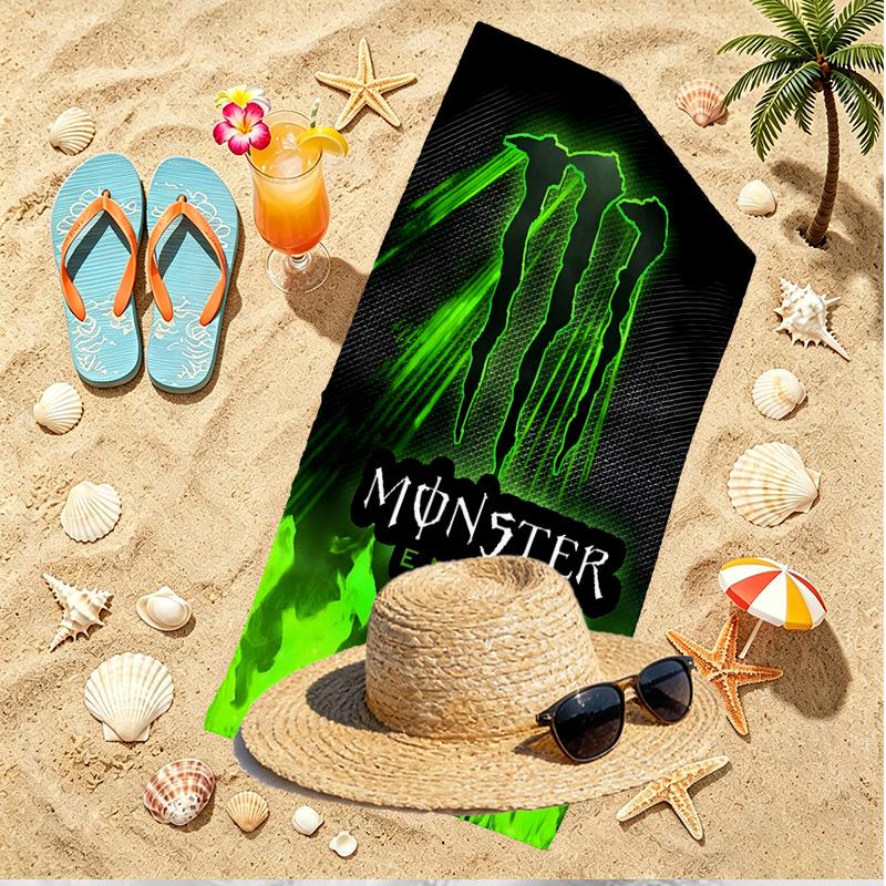 Monster Energy Print Beach Towel, Versatile Lightweight Absorbent Beach Towel for Pool Surf Yoga Bathroom, Perfect Birthday Holiday Gift