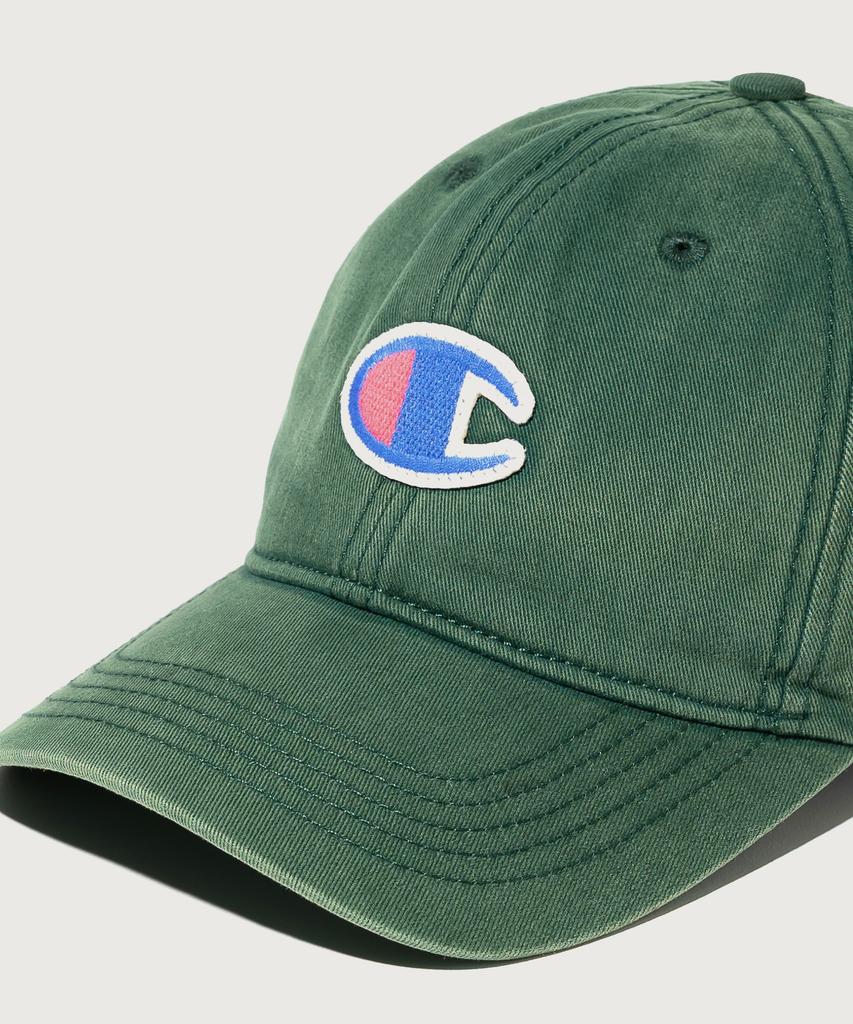 CHAMPION Big C Logo Washed Ball Cap Dark Green