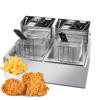 Электрическая фритюрница с двумя баками 6 л + 6 л со съемной корзиной для фильтрации масла и крышкой 2*1,7 кВт из нержавеющей стали