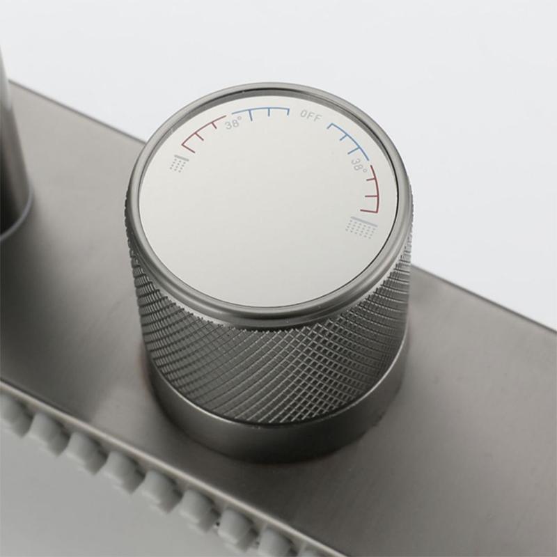 Серый водопад для раковины, кухонный кран, смеситель для горячей и холодной воды, умывальник, несколько водовыпусков, вращающийся кран для летающего дождя, одно отверстие