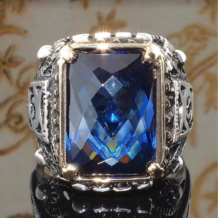 Zircon-Inlaid Copper Plate Ring for Men & Women