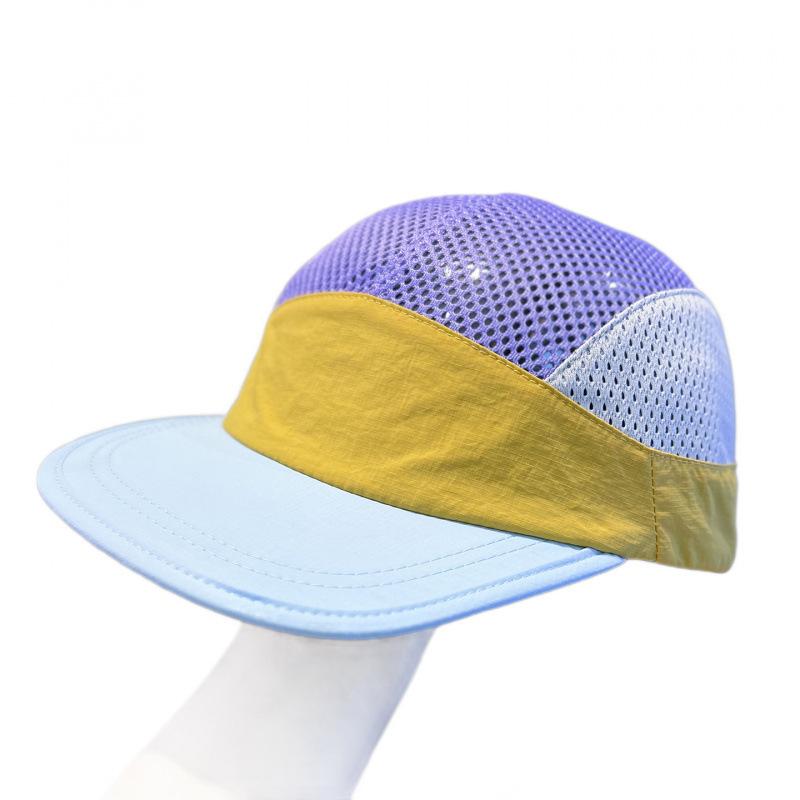 Outdoor sports flat-brimmed hats men's and women's colorful color matching mesh five-piece hats summer quick-drying light and breathable peaked caps