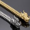 Gothic Double Chinese Long Dragon Heads Design Men's Bracelet 11MM Width Stainless Steel Square Franco Link Chain Male Jewelry