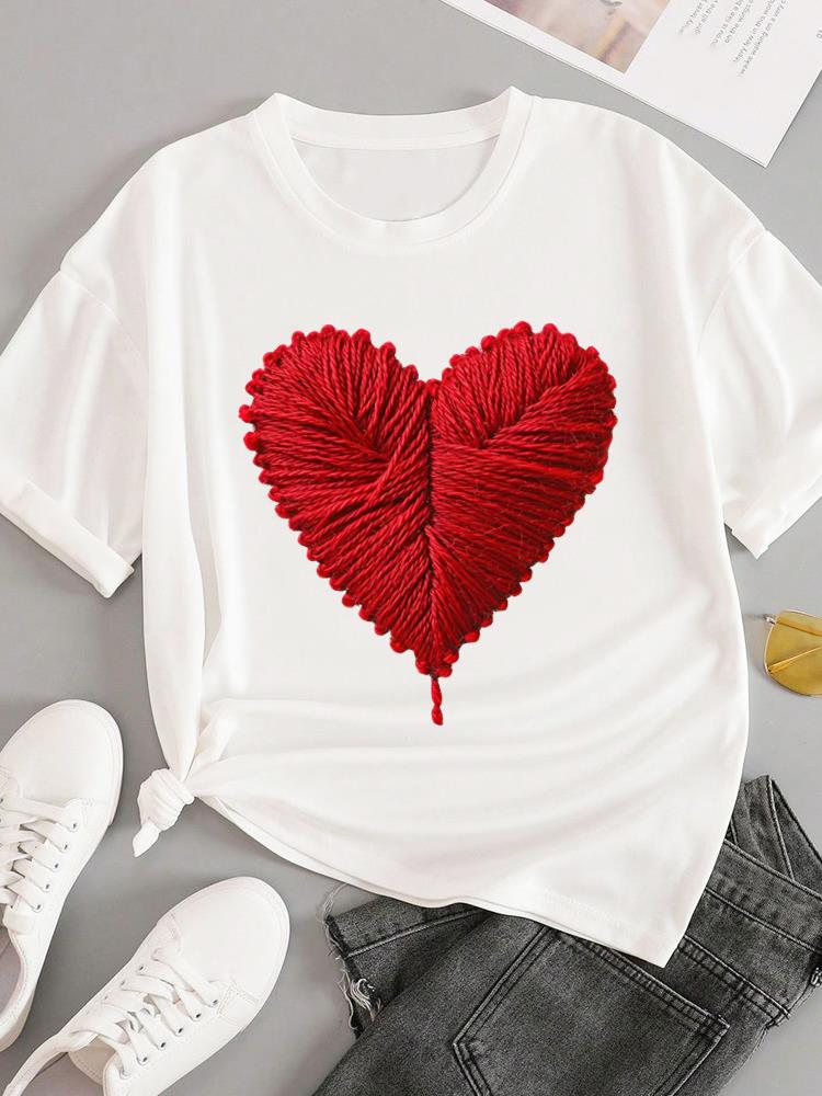 (Азиатский размер) Футболки Мода Круглый вырез Женская надпись тренд милая Повседневная Женский топ Футболка Одежда Принт Короткий рукав Графическая футболка