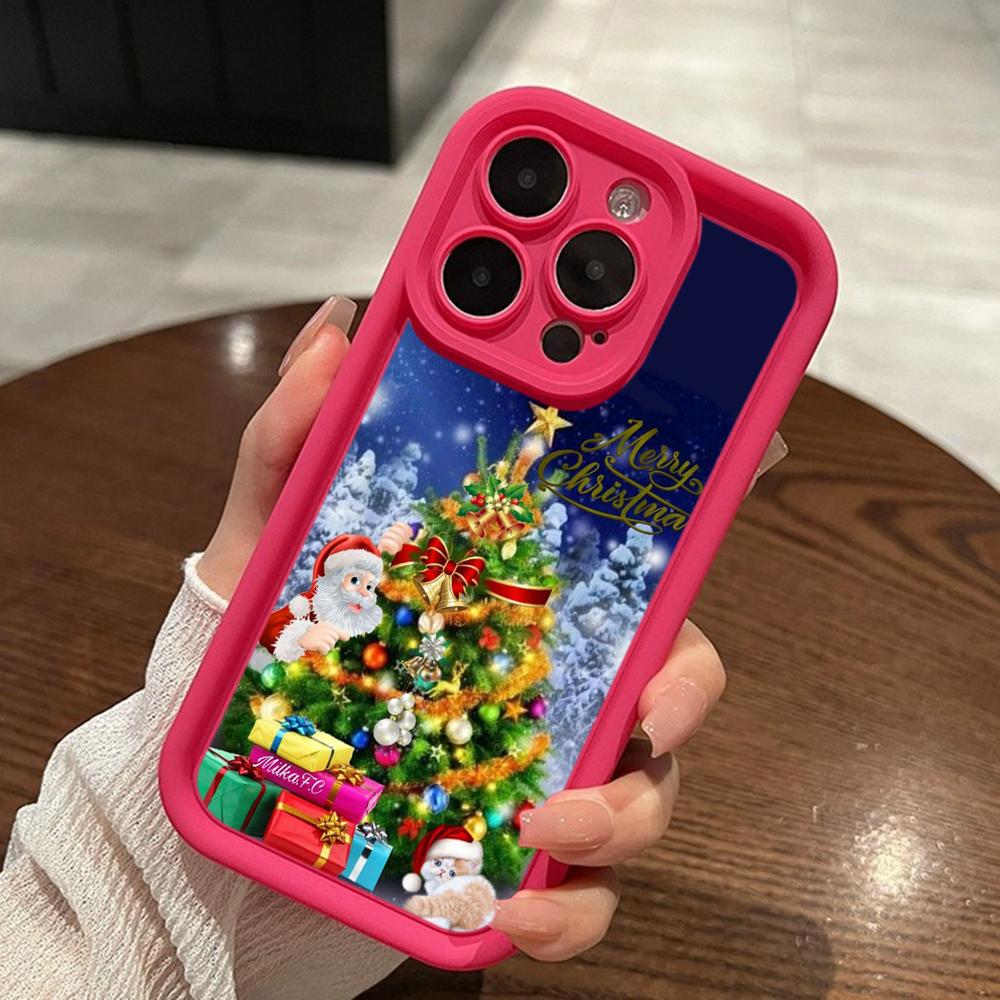 Чехлы для телефонов Ae119 Merry Christmas Santa art design для iPhone 16 14 13 11 Pro Max 15 7 8 6 Plus 12 mini XR XS Max SE Angel Eye Ladder Protective Cover