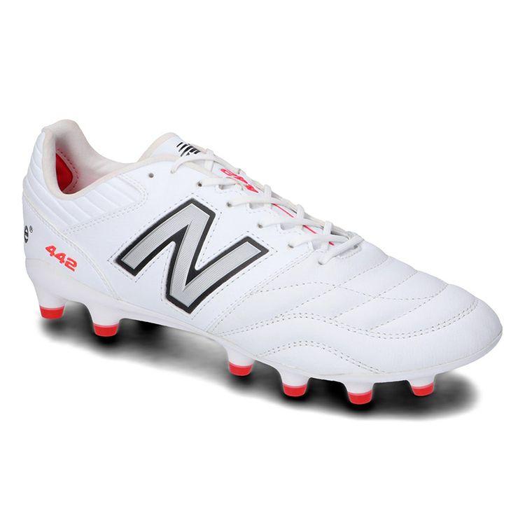 New Balance 442 V2 Pro Круглый носок Шнуровка HG (Резиновые короткие шипы) Футбольные бутсы для твердого грунта Унисекс Футбольные бутсы Белые Красные MS41HWT2